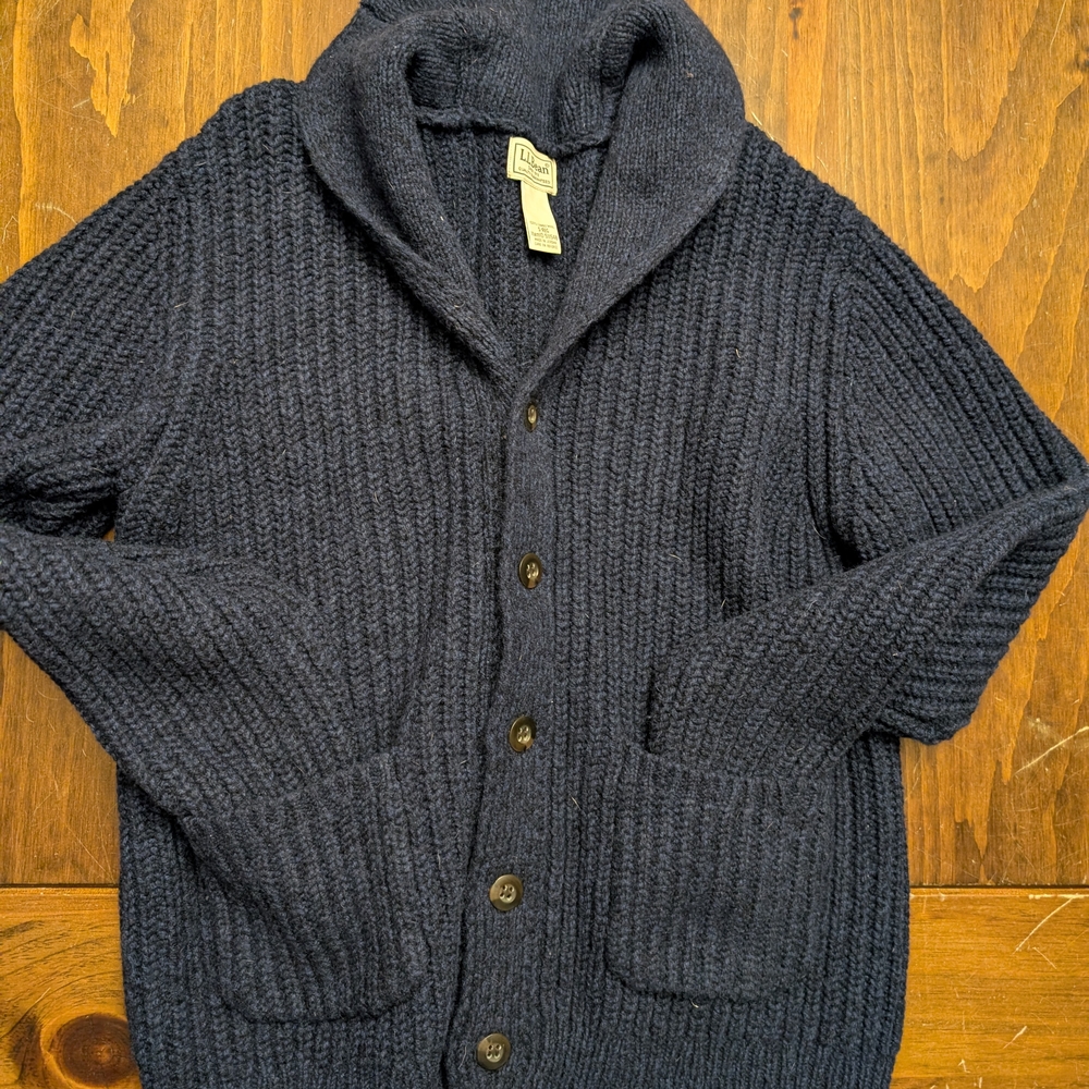 L.L. Bean Dark Blue Shawl Collar Cardigan